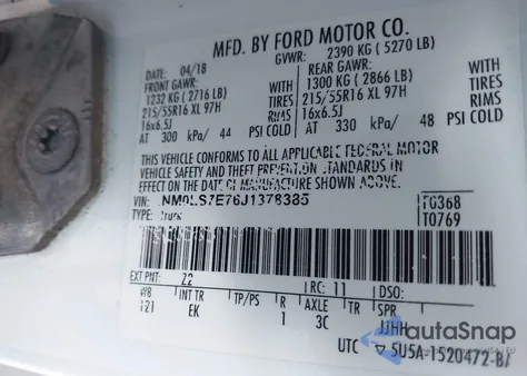 2018 Ford Transit Connect Xl z USA, uszkodzony, nr VIN NM0LS7E76J1378385